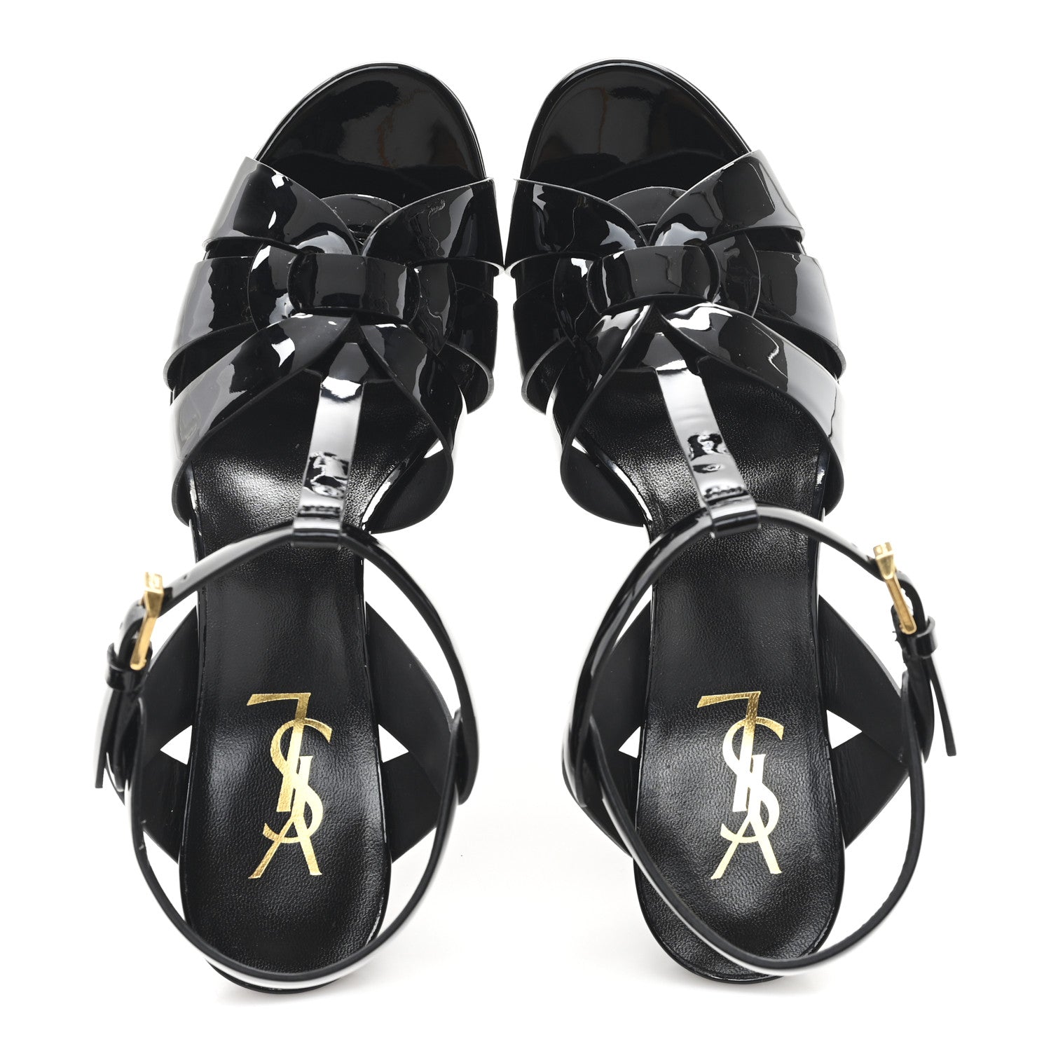 Saint Laurent Patent Tribute 75 Platform Sandals 38.5 Black 2 of 10