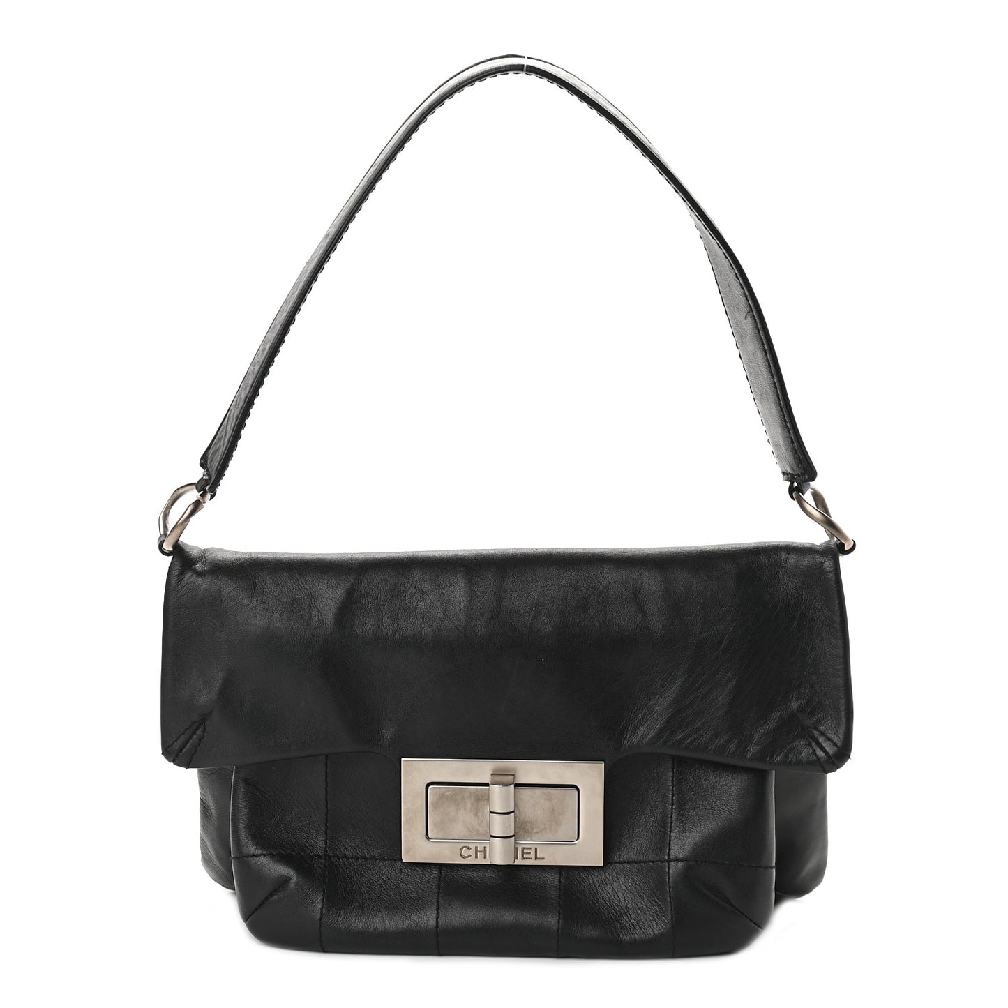 Lambskin Mademoiselle Chocolate Bar Shoulder Bag Black