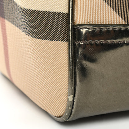 Burberry Metallic Supernova Check Patent Bowling Bag Pewter 14 of 20