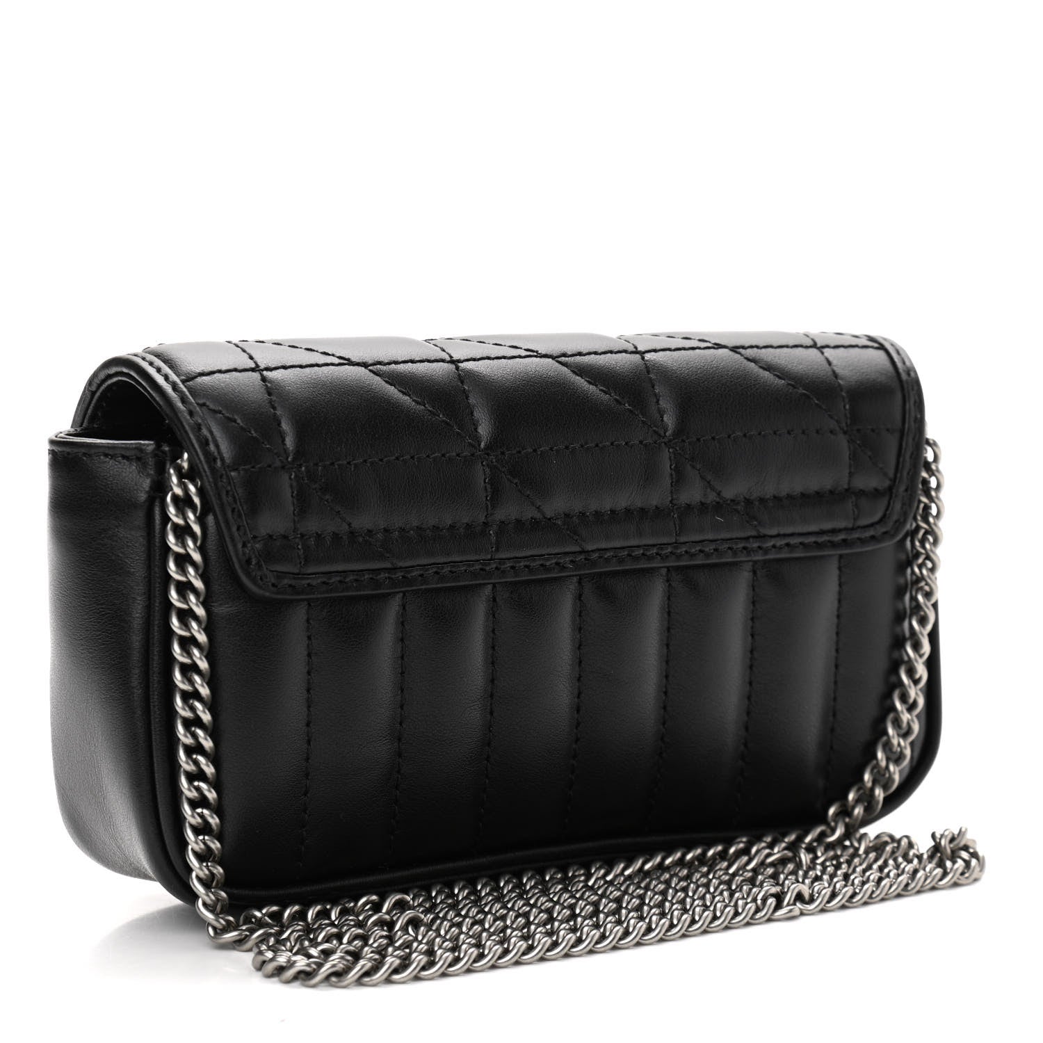Gucci Calfskin Matelasse Aria Super Mini GG Marmont Shoulder Bag Black 3 of 12