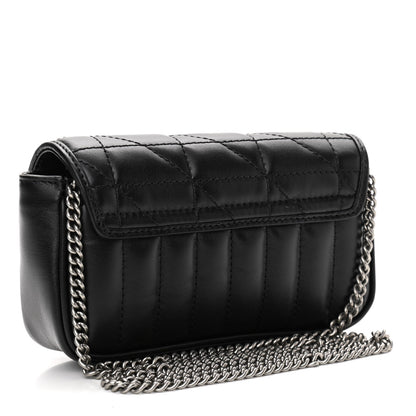 Gucci Calfskin Matelasse Aria Super Mini GG Marmont Shoulder Bag Black 3 of 12
