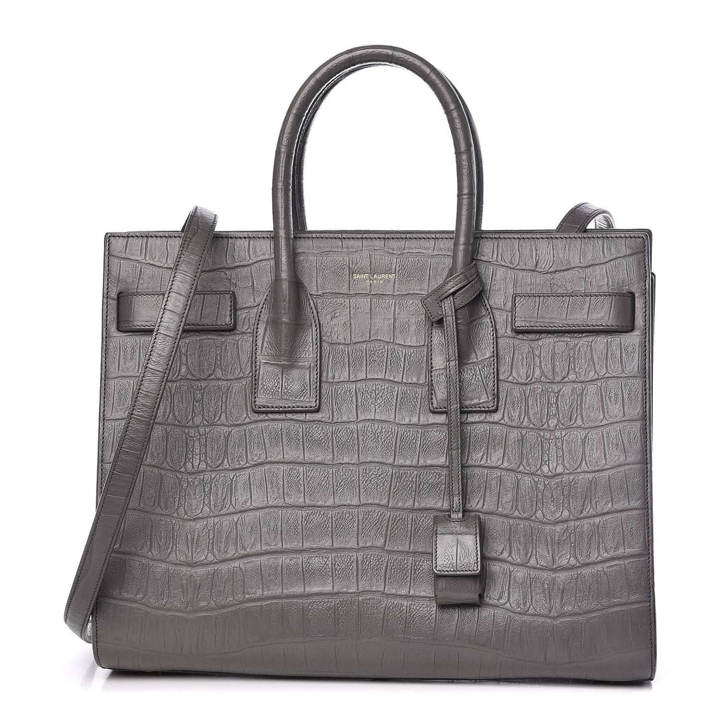 Calfskin Crocodile Embossed Small Sac De Jour Earth