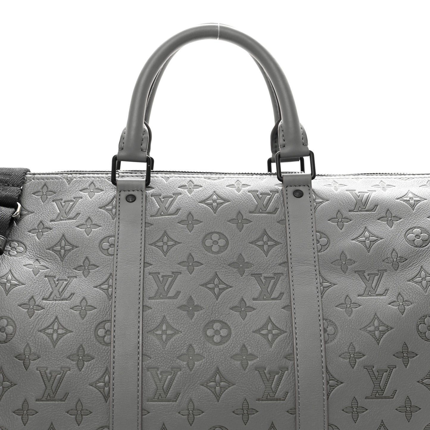 Calfskin Monogram Shadow Keepall Bandouliere 50 Anthracite Gray