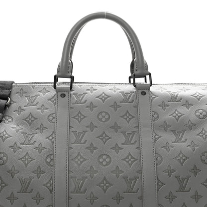 Louis Vuitton Calfskin Monogram Shadow Keepall Bandouliere 50 Anthracite Gray 4 of 8
