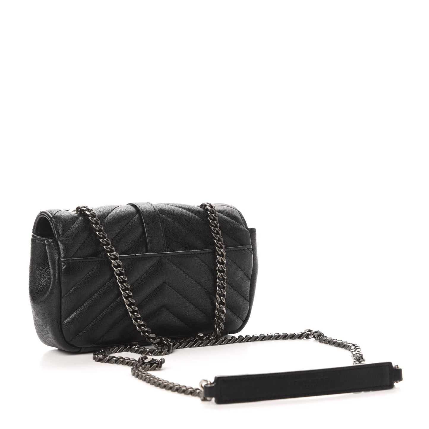 Sheepskin Matelasse Chevron Monogram Classic Baby Chain Bag Black