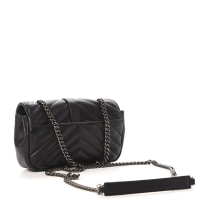 Saint Laurent Sheepskin Matelasse Chevron Monogram Classic Baby Chain Bag Black 3 of 11