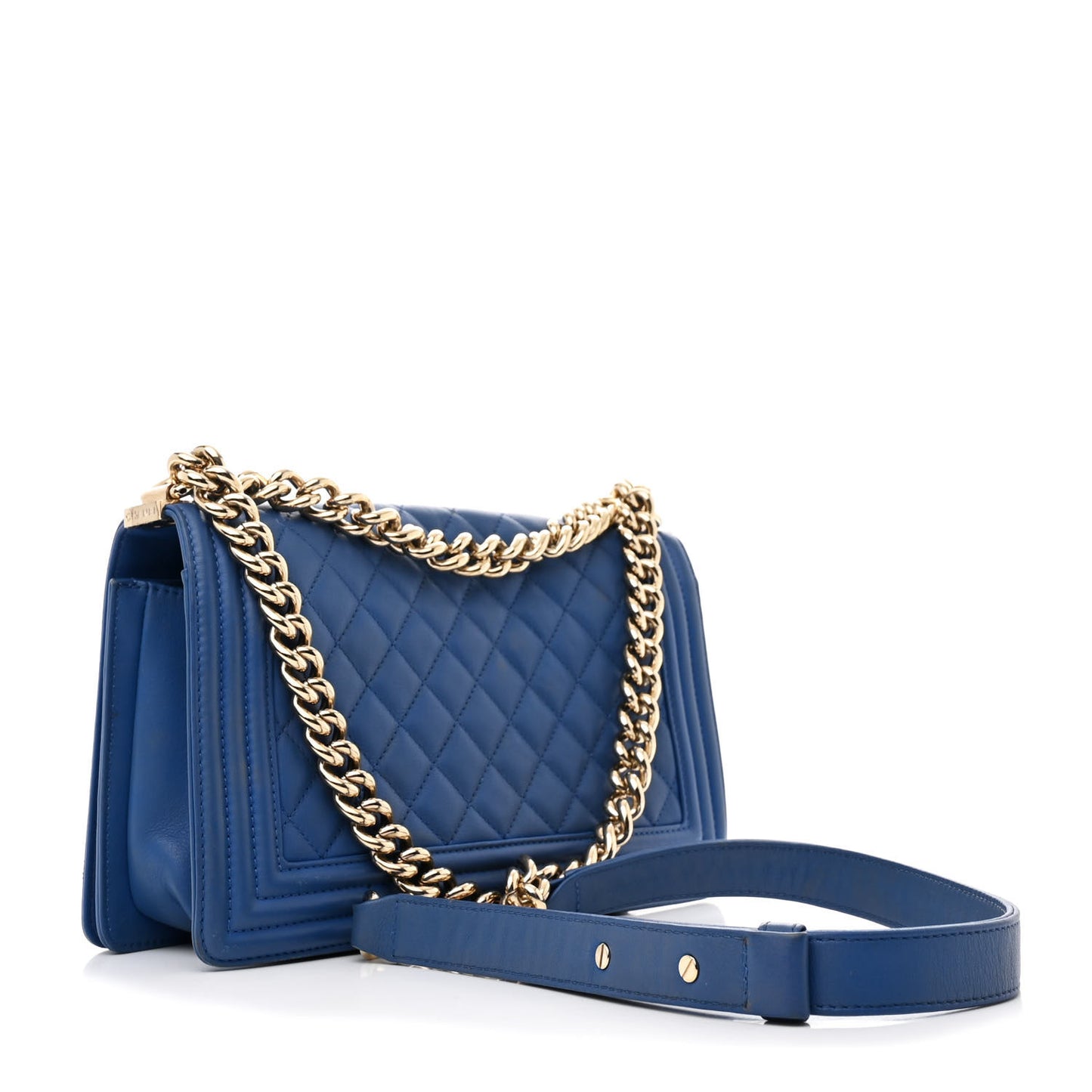 Lambskin Quilted Medium Boy Flap Blue