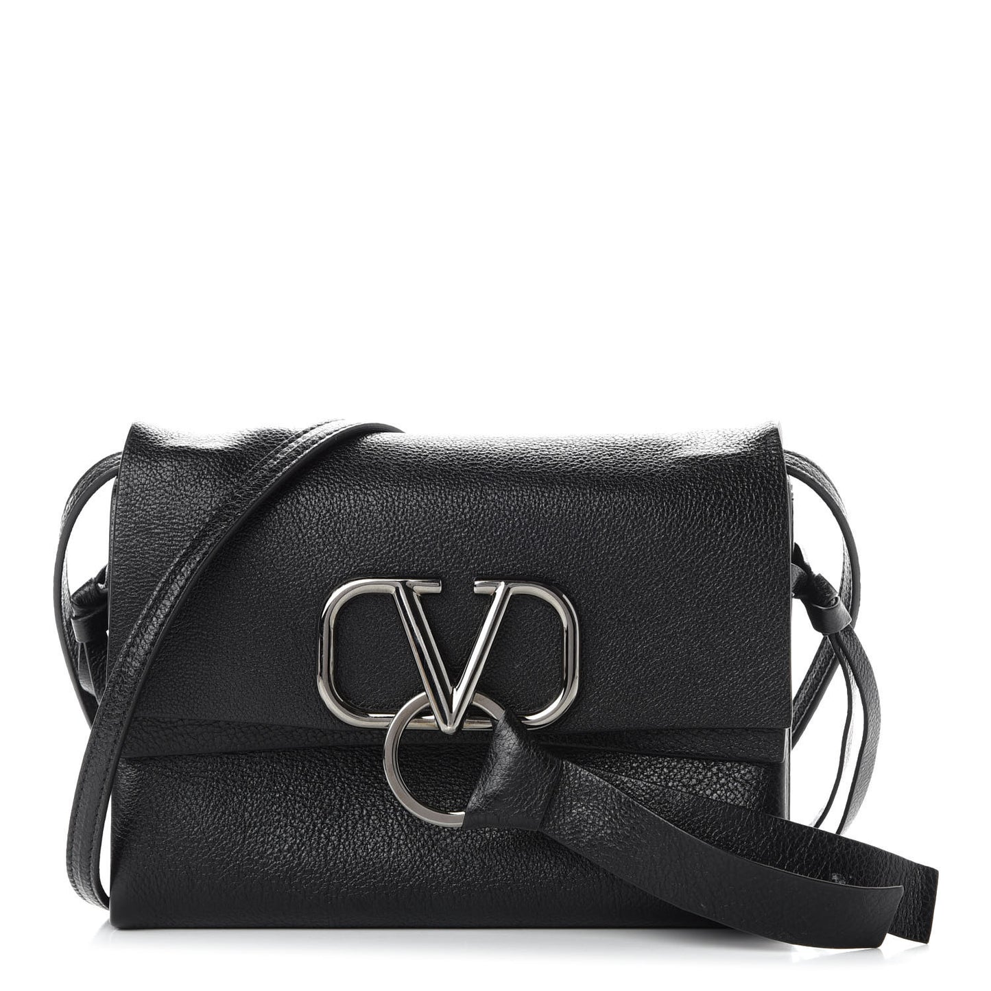 Calfskin Small VRing Crossbody Bag Black