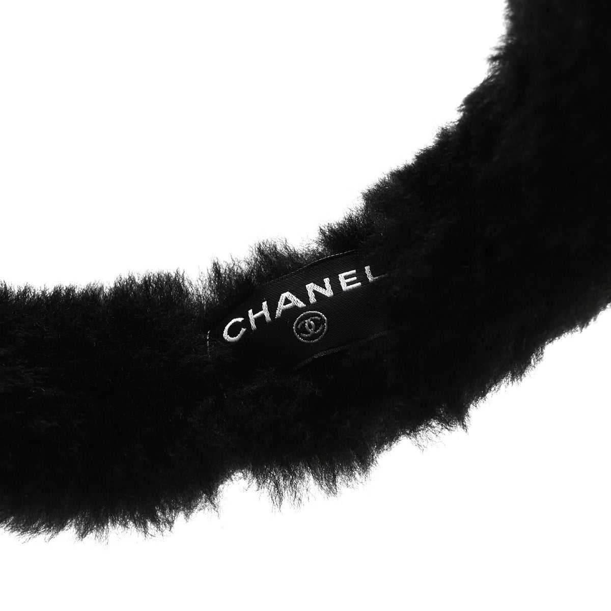 Shearling CC Ear Muffs Black White