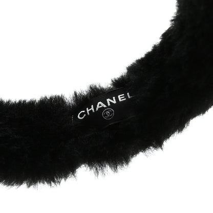 Chanel Shearling CC Ear Muffs Black White 5 of 5