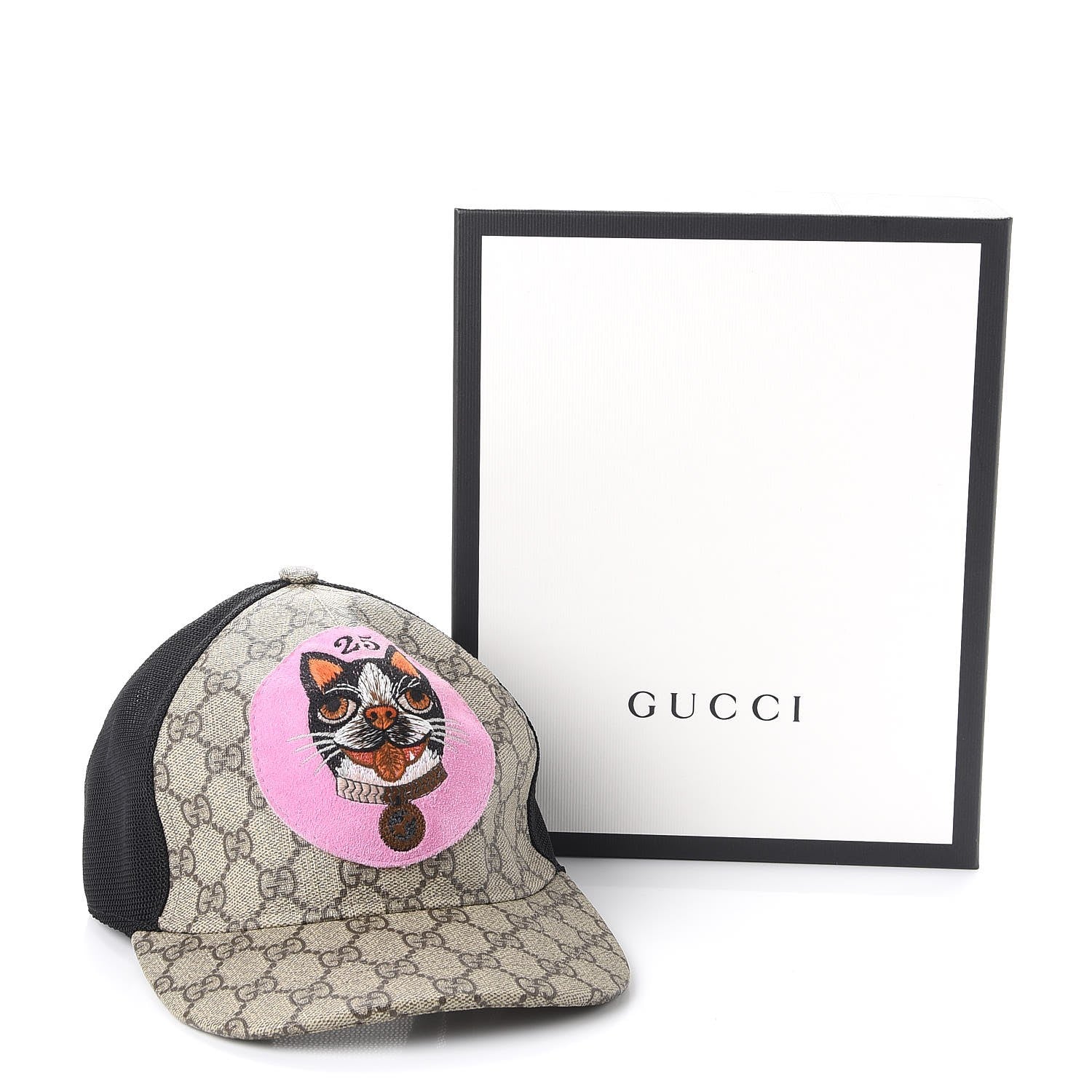 Gucci GG Supreme Monogram Bosco Patch Baseball Hat M Beige Malva 9 of 9