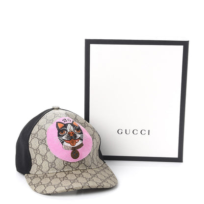 Gucci GG Supreme Monogram Bosco Patch Baseball Hat M Beige Malva 9 of 9