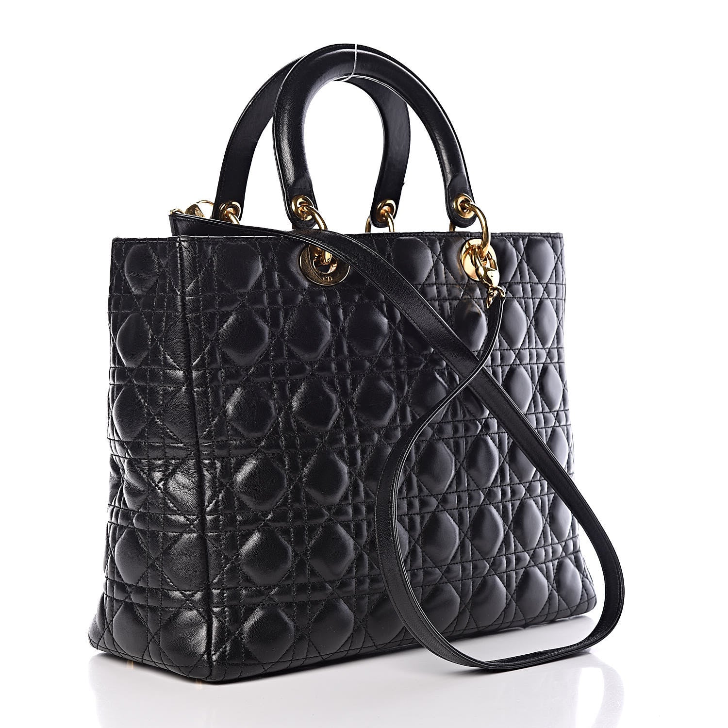 Christian Dior Lambskin Cannage Large Lady Dior Black 3 of 18