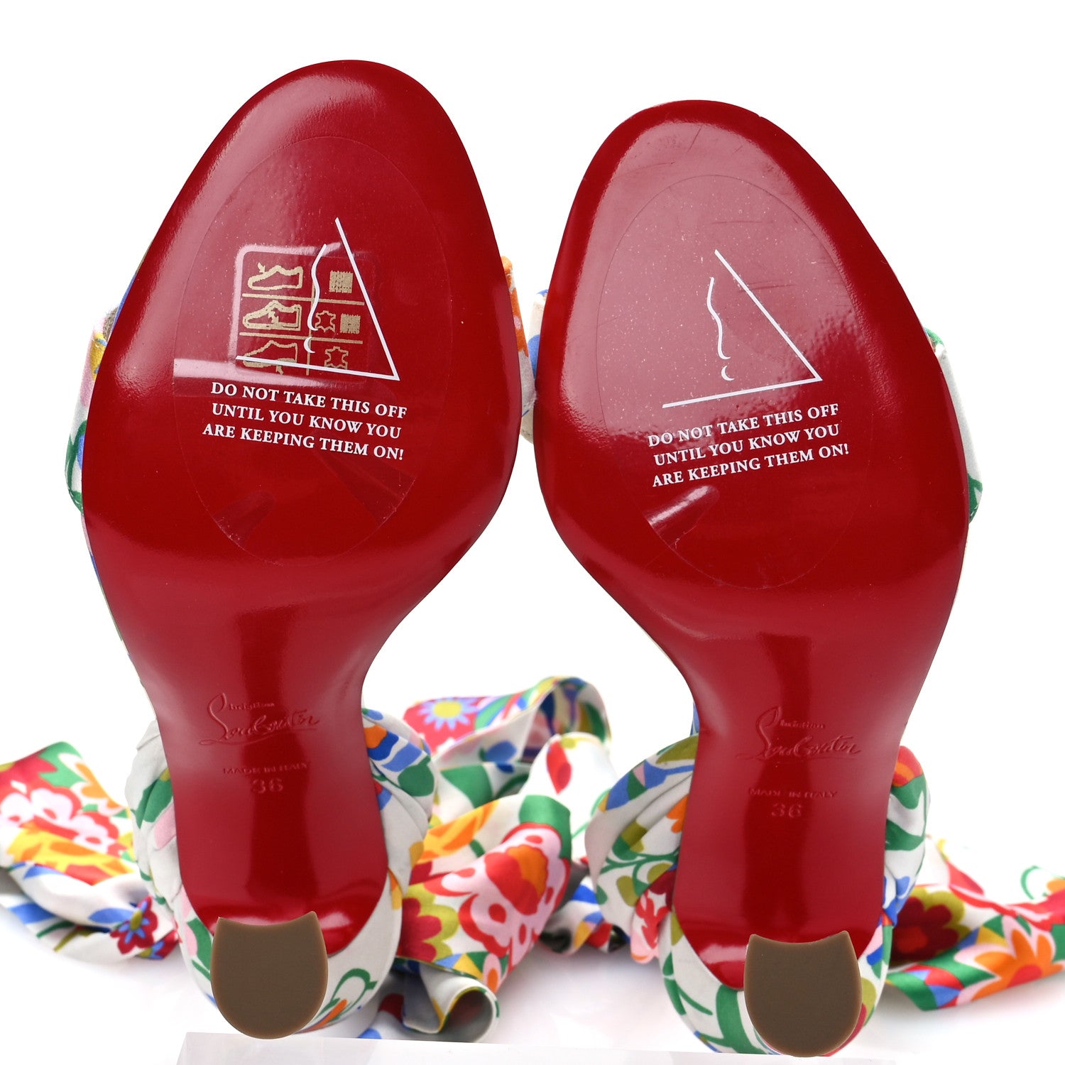 Christian Louboutin Crepe Satin Bloomy Crosse Du Desert 100 Sandals 36 Multicolor 6 of 8