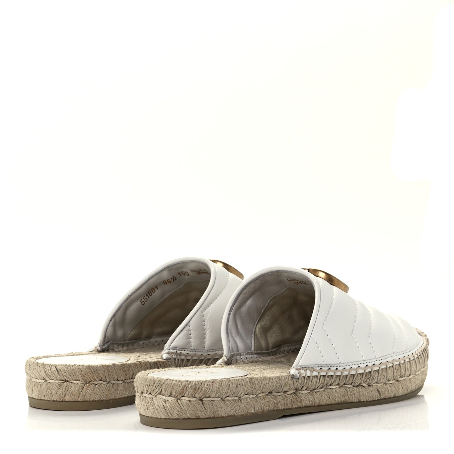 Nappa Matelasse GG Marmont Espadrille Slippers 38.5 Great White