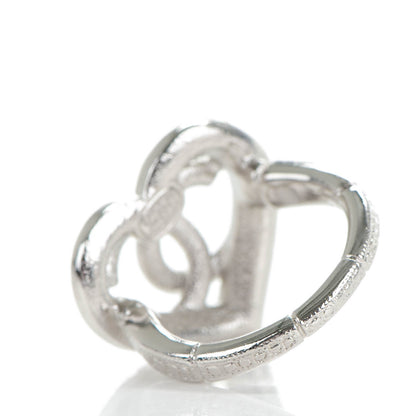 Chanel Crystal CC Heart Ring 52 6.5 Silver Blue 3 of 5