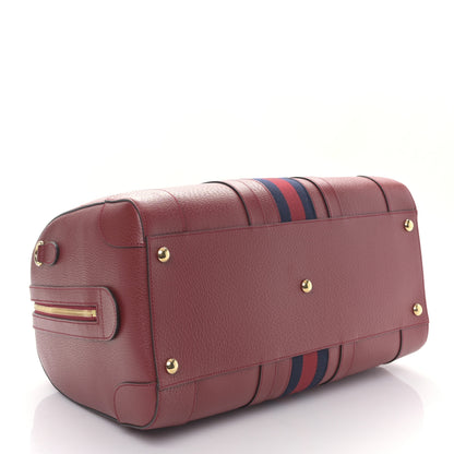 Gucci Textured Dollar Calfskin Web Medium Savoy Duffle Bag Red 5 of 9