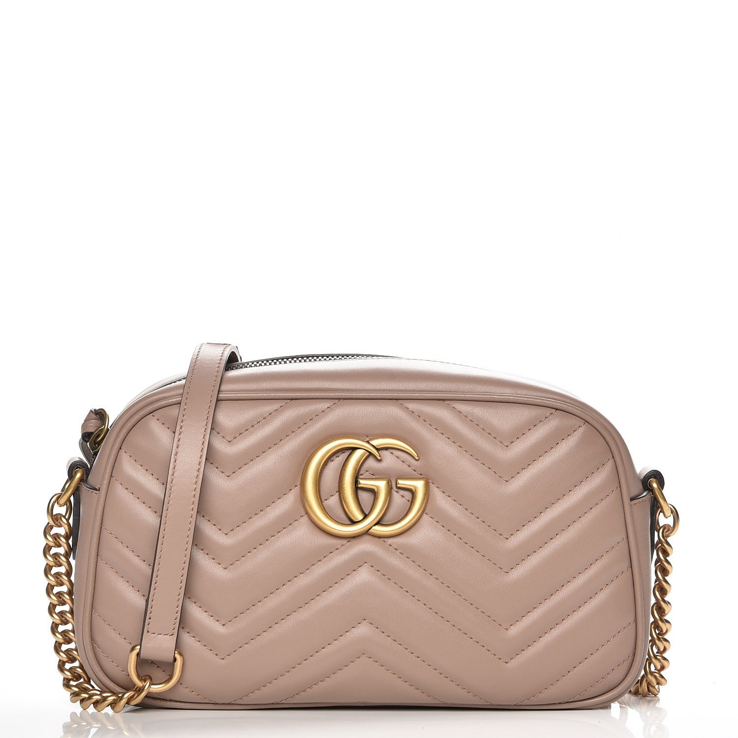 Gucci Calfskin Matelasse Small GG Marmont Chain Shoulder Bag Porcelain Rose 1 of 7