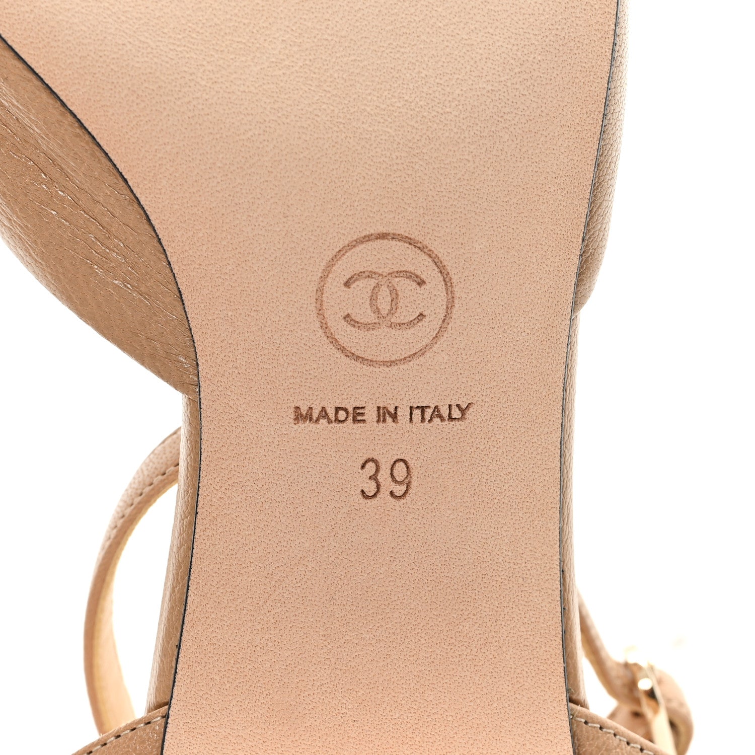 Chanel Goatskin Grosgrain Cap Toe CC Slingback Pumps 39 Beige Black 7 of 9