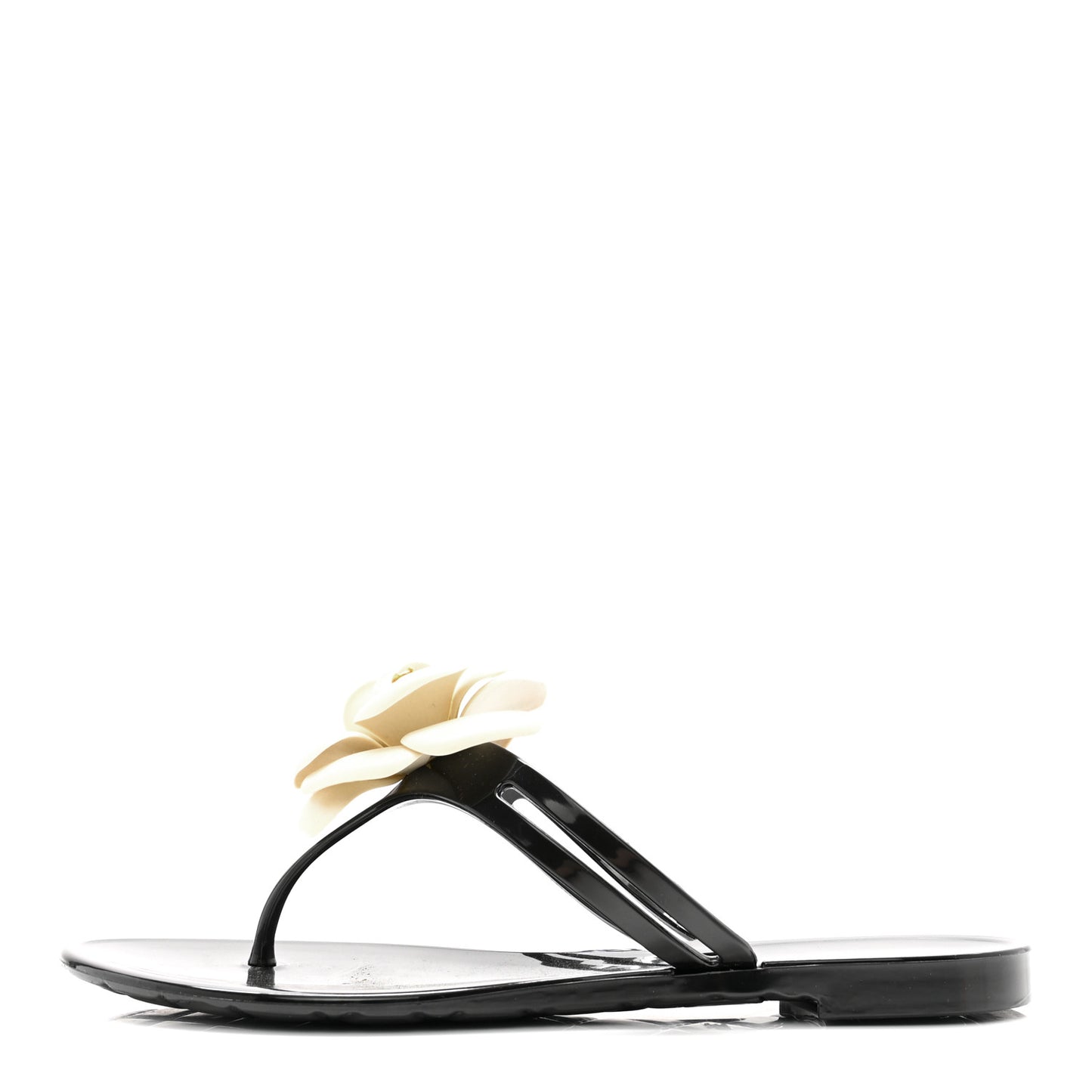 Jelly Camellia Thong Sandals 35 Black Ivory