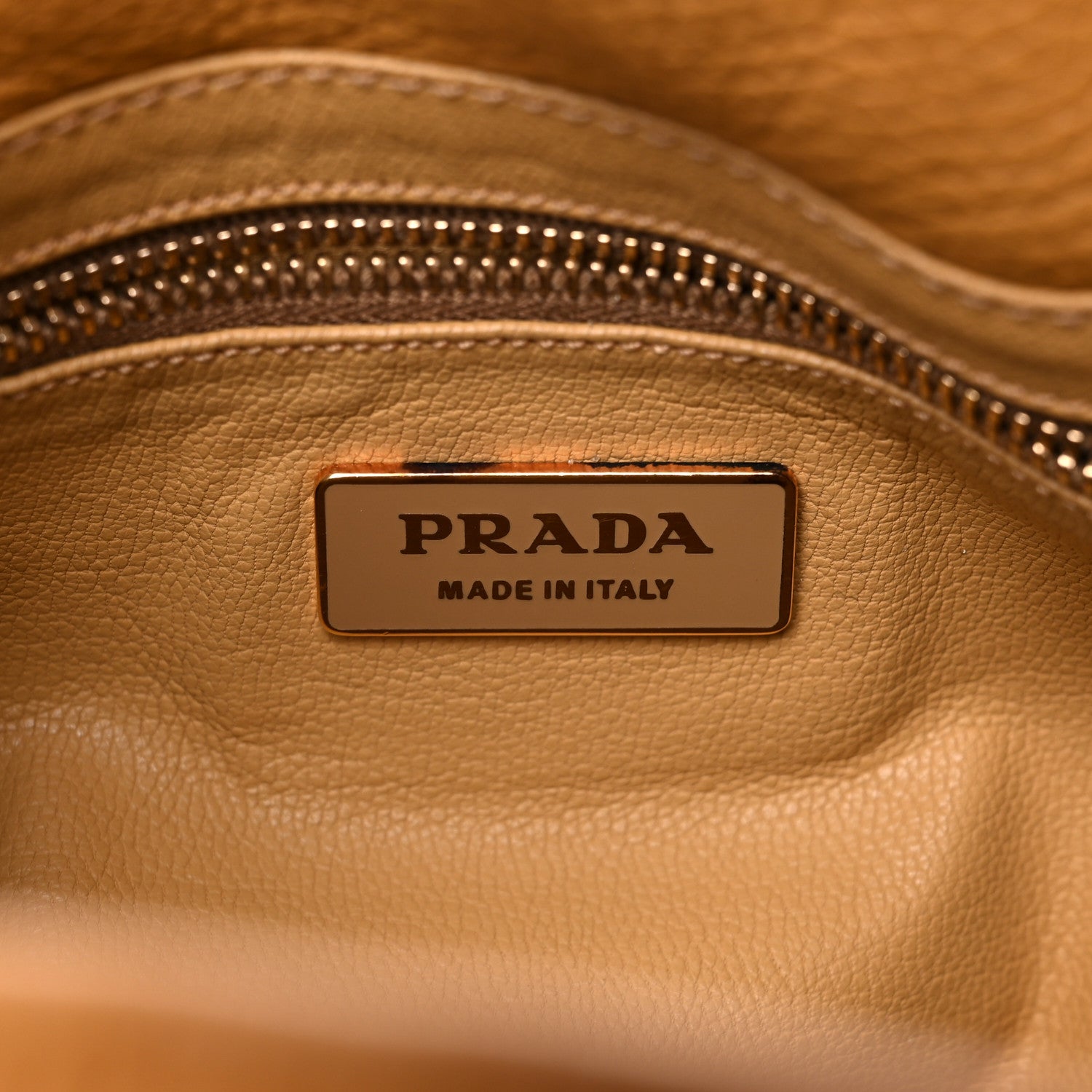Prada Daino Borchie Grommet Bucket Bag Miele 6 of 16