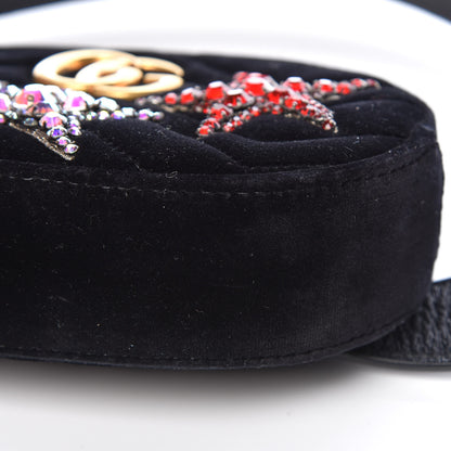 Gucci Velvet Matelasse Crystal Star GG Marmont Belt Bag 95 38 Black 9 of 9
