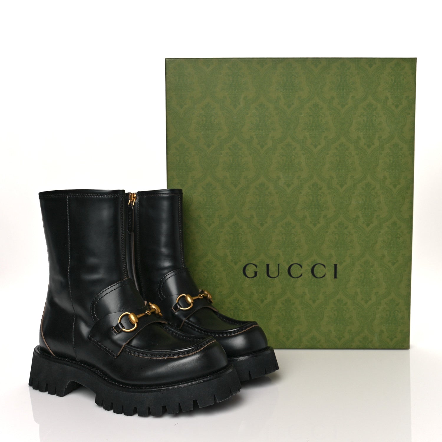 Gucci Cordovan Lux Womens Harald Horsebit 25mm Platform Boots 38.5 Black 10 of 10