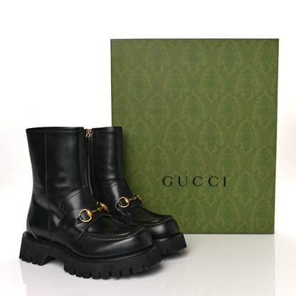 Gucci Cordovan Lux Womens Harald Horsebit 25mm Platform Boots 38.5 Black 10 of 10