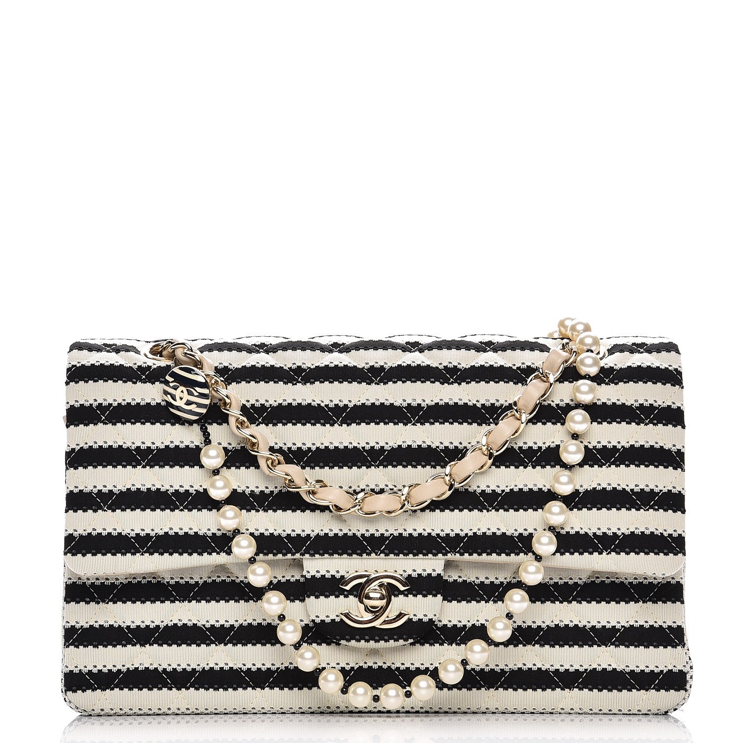 Chanel Jersey Quilted Medium Coco Sailor Flap Black White 1 of 8