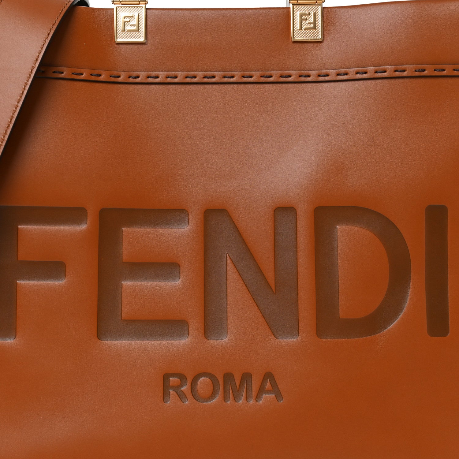 Fendi Vitello King Plexiglass Medium Fendi Sunshine Shopper Tote Cuoio 7 of 9