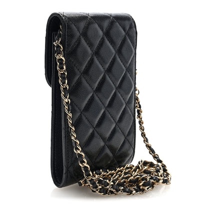 Chanel Caviar Quilted Crystal CC Airpods Pro and Phone Case With Chain Black 2 of 9