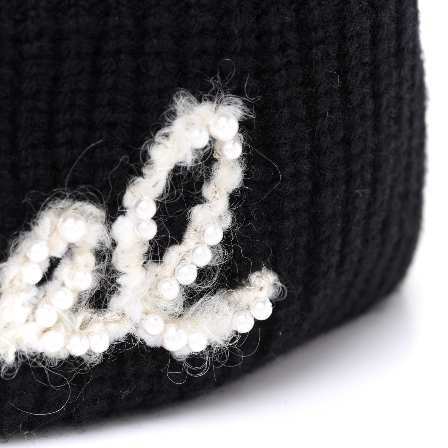 Chanel Cashmere Logo Beanie Hat Black White 8 of 9
