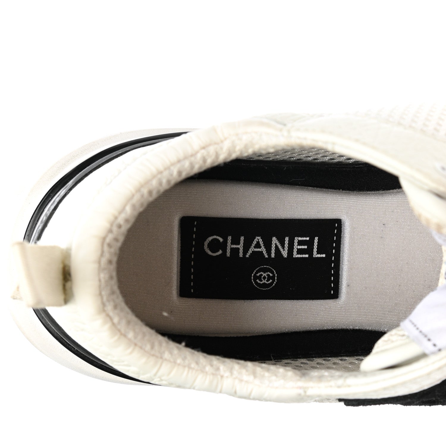 Chanel Calfskin Mesh Lycra Suede Womens Logo Sneakers 39 White 6 of 15