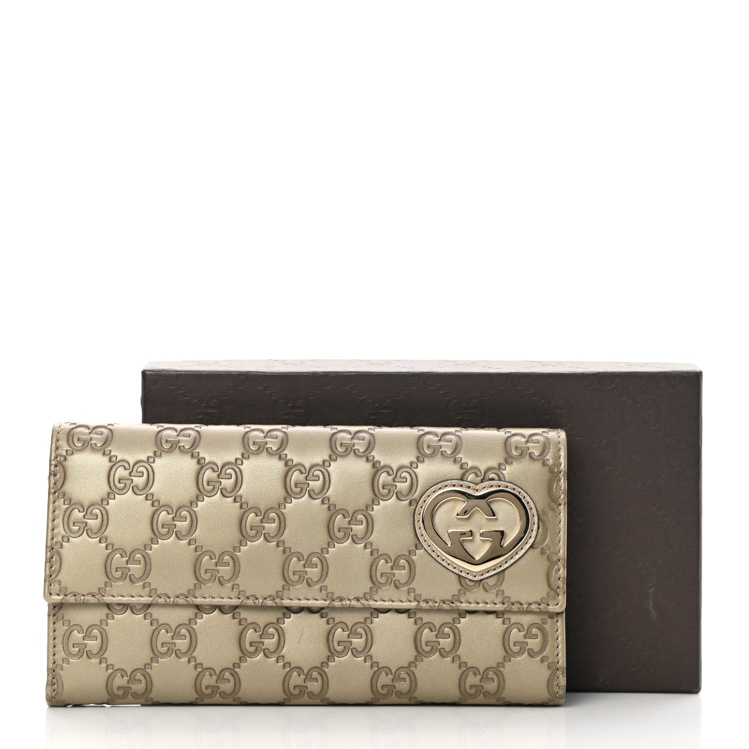 Gucci Guccissima Lovely Heart Continental Wallet Off White 9 of 9