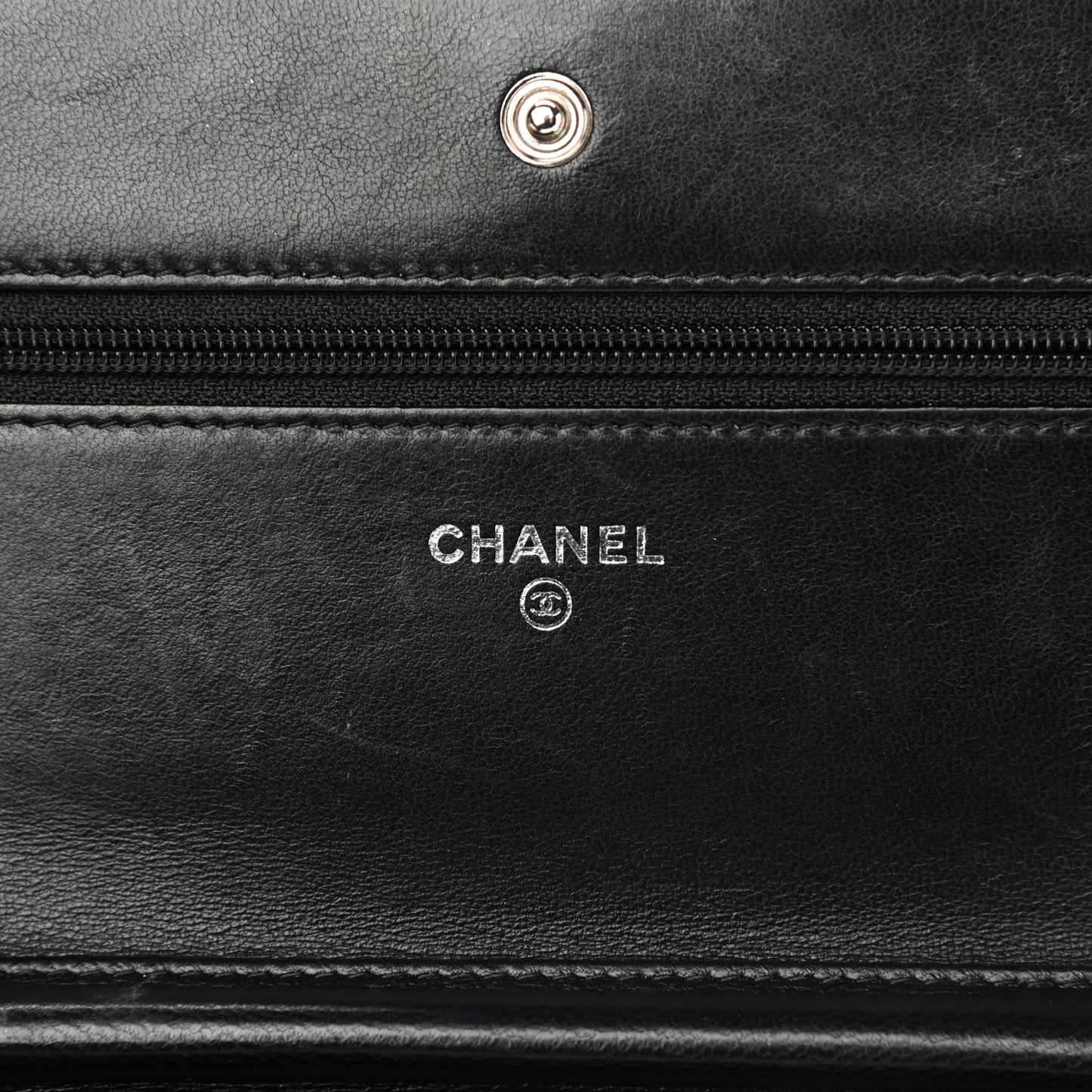 Lambskin Chevron Quilted Wallet On Chain WOC So Black