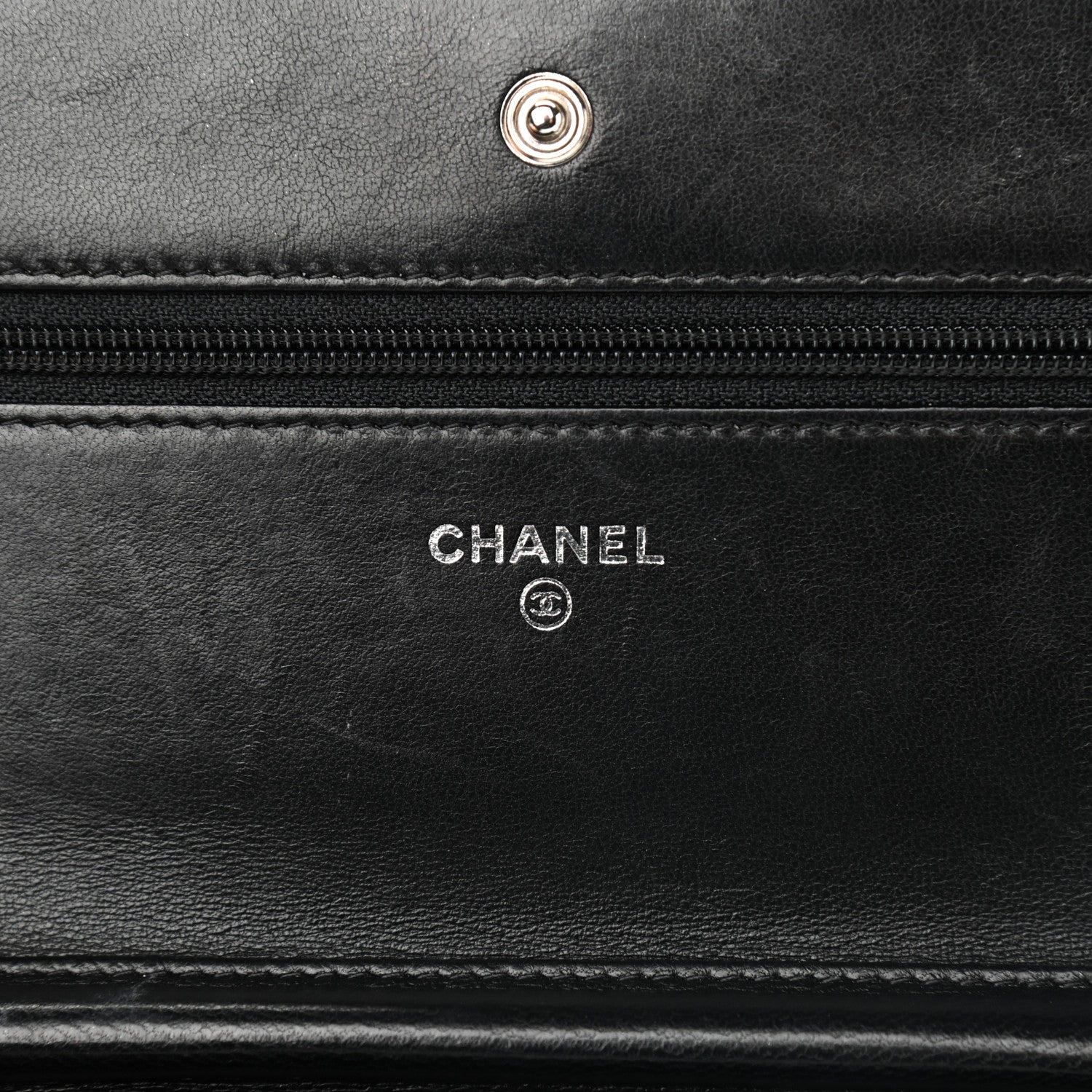 Chanel Lambskin Chevron Quilted Wallet On Chain WOC So Black 5 of 12