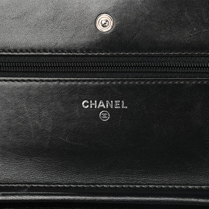 Chanel Lambskin Chevron Quilted Wallet On Chain WOC So Black 5 of 12