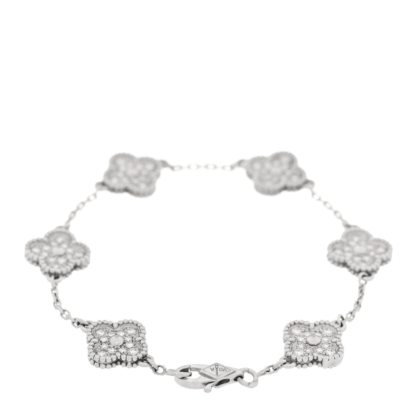 18K White Gold Diamond 6 Motifs Sweet Alhambra Bracelet