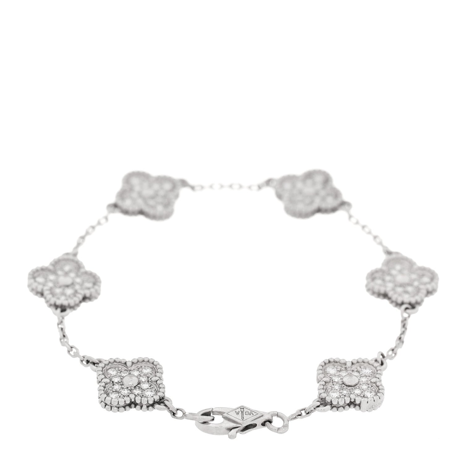 Van Cleef & Arpels 18K White Gold Diamond 6 Motifs Sweet Alhambra Bracelet 2 of 5