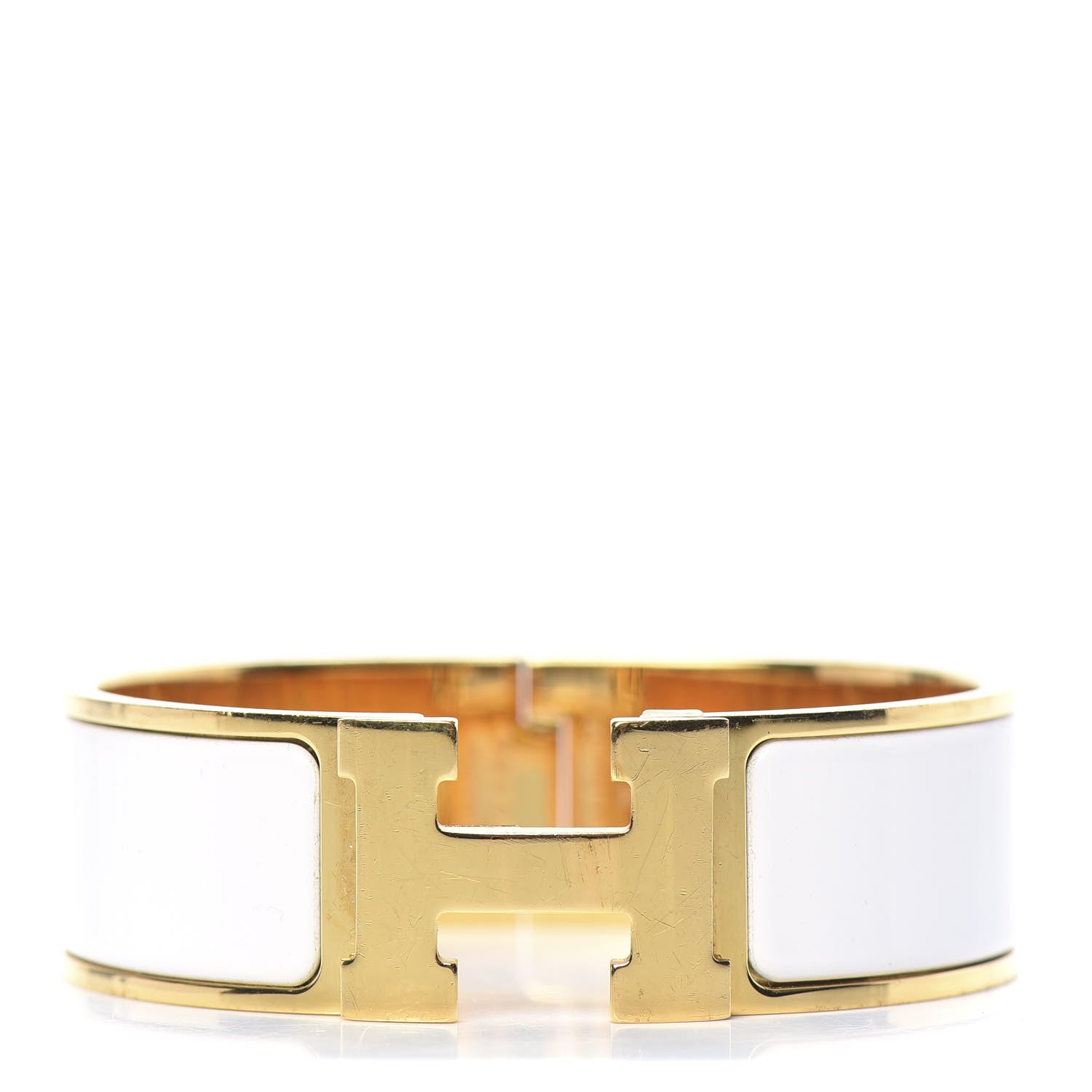 Hermes Enamel Wide Clic Clac H Bracelet GM White 1 of 7