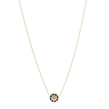 Christian Dior 18K Yellow Gold Diamond Lapis Lazuli Rose Des Vents Necklace 1 of 5