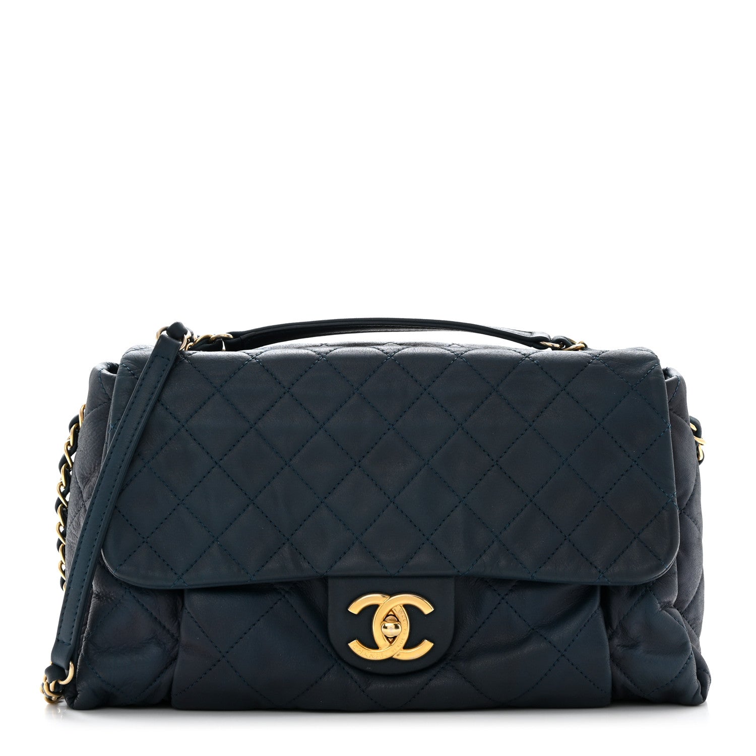 Chanel Iridescent Calfskin Large Chic Quilt Flap Dark Blue 1 of 10
