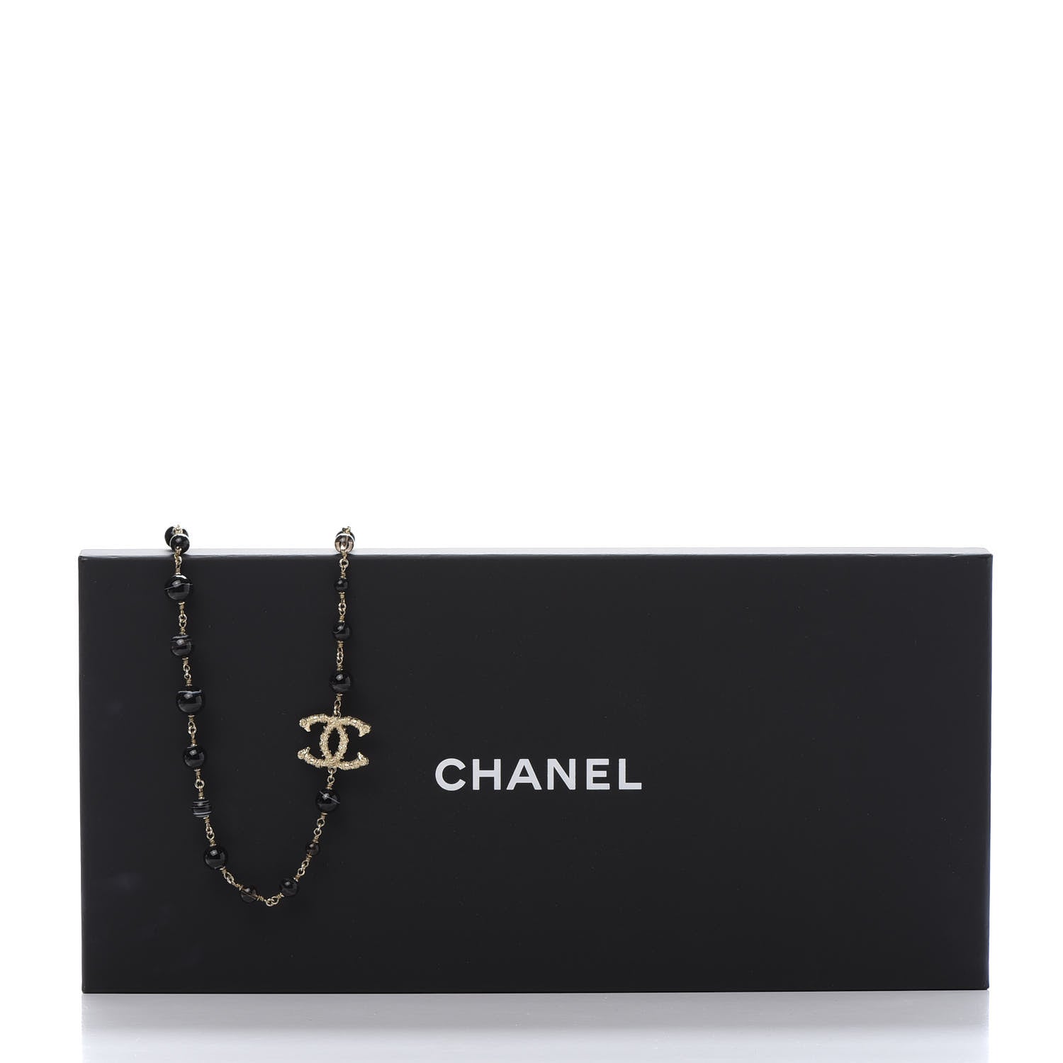 Chanel Beaded Sheep CC Long Necklace Gold Black 7 of 7