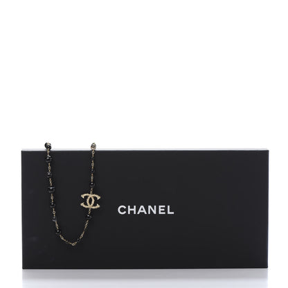 Chanel Beaded Sheep CC Long Necklace Gold Black 7 of 7