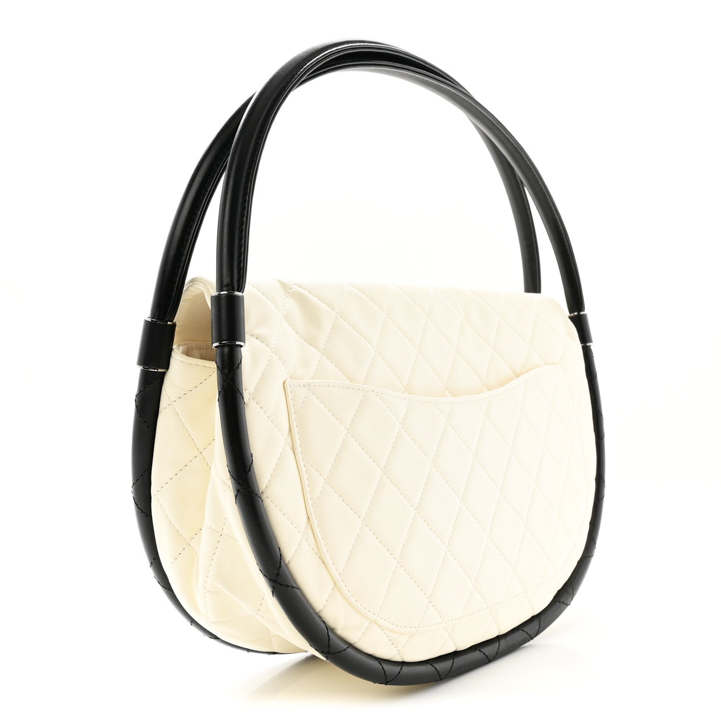 Lambskin Quilted Medium Hula Hoop Flap Ivory