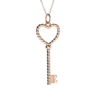 Tiffany 18K Rose Gold Twist Heart Key Pendant Necklace 4 of 7