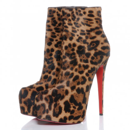 Christian Louboutin Calf Hair Leopard Print Daf Booty 160 Ankle Boots 41.5 1 of 5