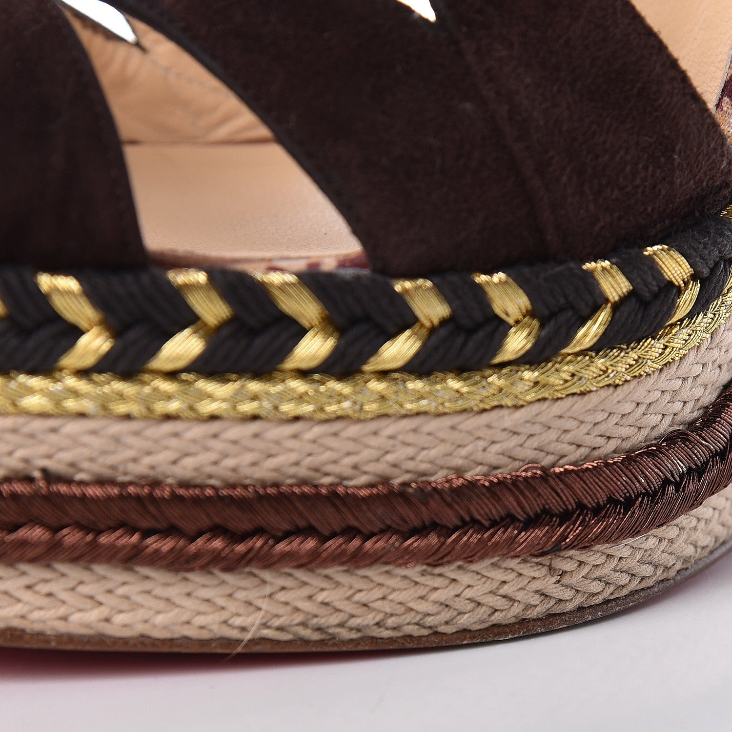 Christian Louboutin Suede Tosca 140 Platform Wedge Sandals 38 Chocolate 12 of 16