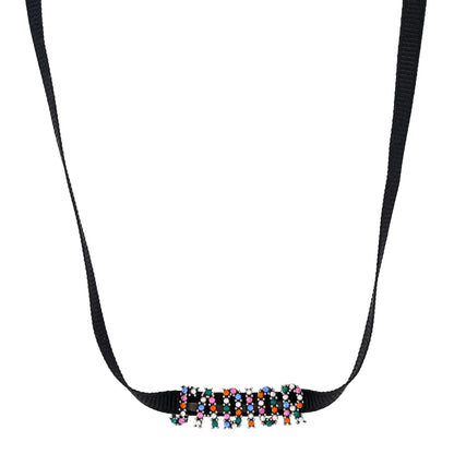 Christian Dior Grosgrain Ribbon Crystal J'Adior Logo Choker Necklace Multicolor 1 of 5