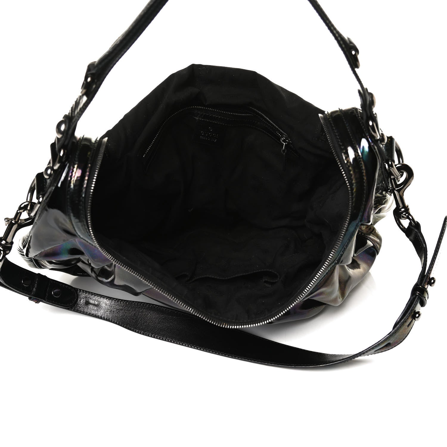 Gucci Iridescent Patent Medium Icon Bit Shoulder Bag Black 5 of 17